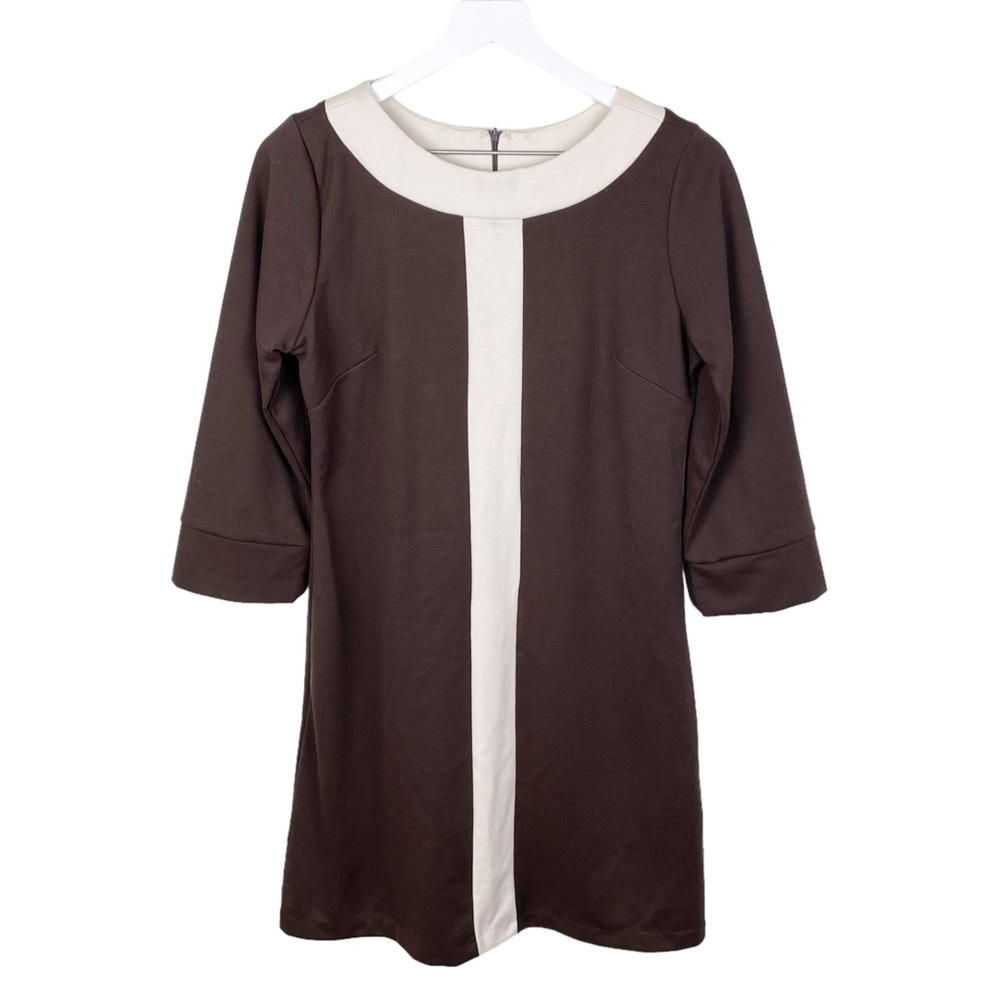 BCBGMaxAzria Brown and Cream Mini Dress